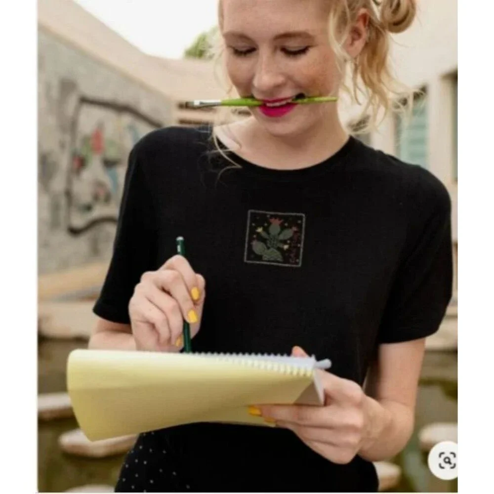Gudrun Sjoden Cactus Graphic Tee Shirt Top Women's M Short Sleeve Crew BOHO Art - Picture 3 of 12